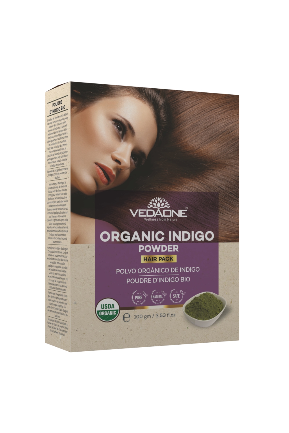 Vedaone USDA Organic Indigo Hair Pack Powder 100g, For Hair Care & Hair  Growth – Atrey Pharmaceuticals Private Limited.